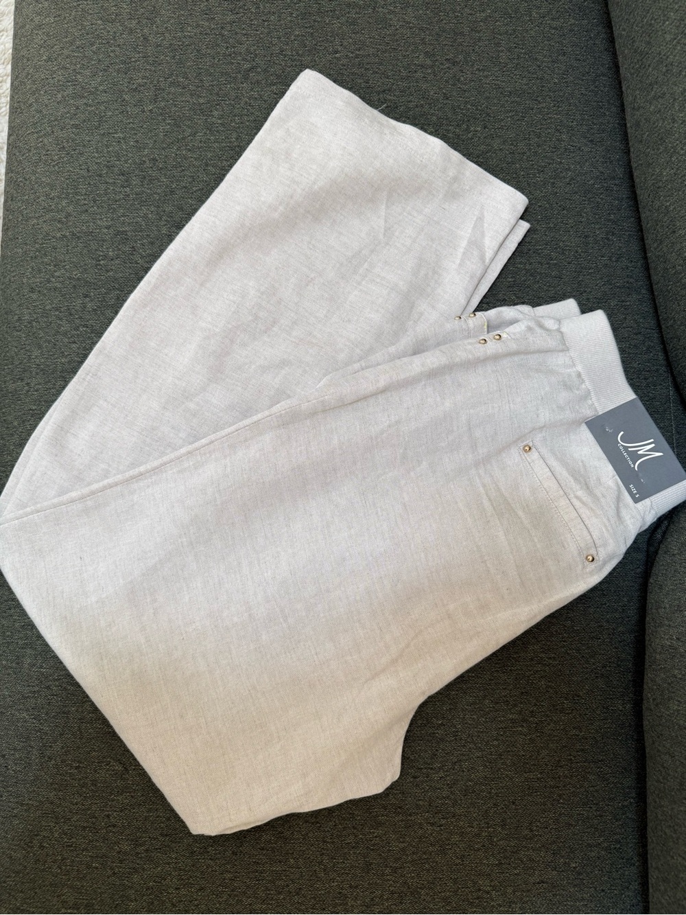 JM Collection Beige Linen-Blend Drawstring Pants - Picture 6 of 6